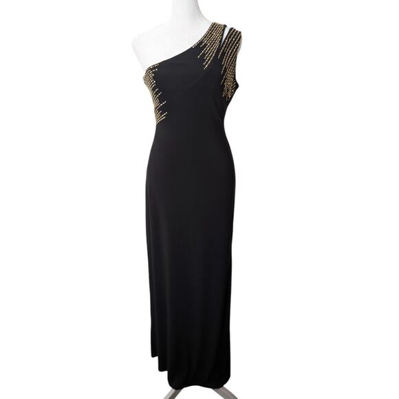 Y2K Guess Studded Sequin Cold Shoulder Formal Maxi Slip Dress Size 4 - Picture 1 of 9